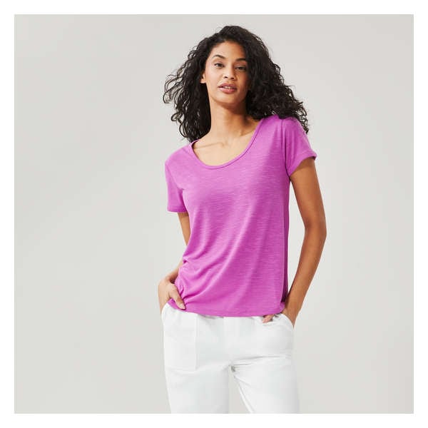 Linen Blend T-Shirt - Bright Purple