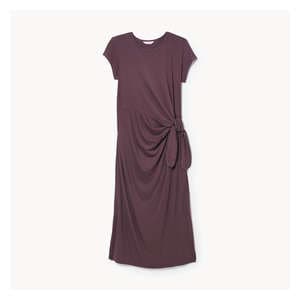 Side Tie Midi Dress - Dark Purple