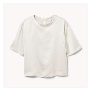 Boxy Satin T-Shirt - Light Sand