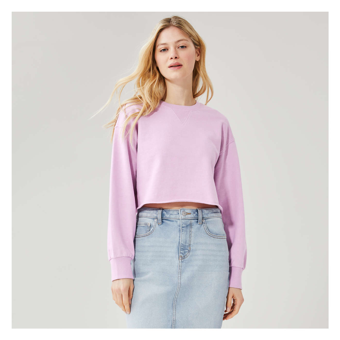 Crop Sweatshirt in Lilac from Joe Fresh