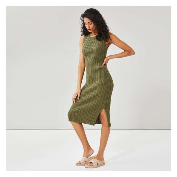 Rib Midi Dress - Olive