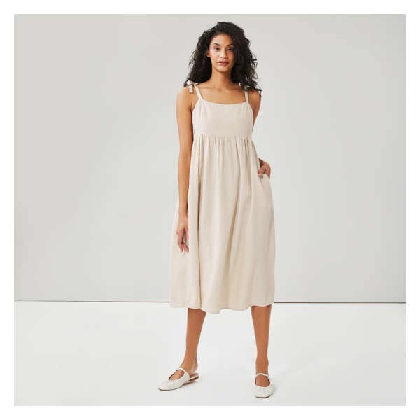Shoulder Tie Midi Dress - Linen