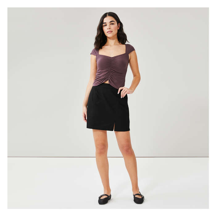 Women's Linen Blend Mini Skirt