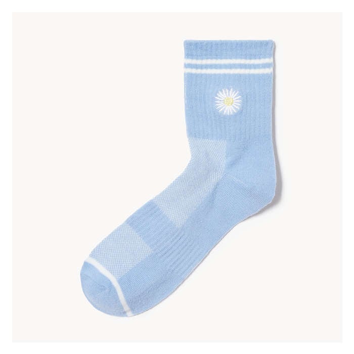 Women's Embroidered Mid-Crew Socks - Blue