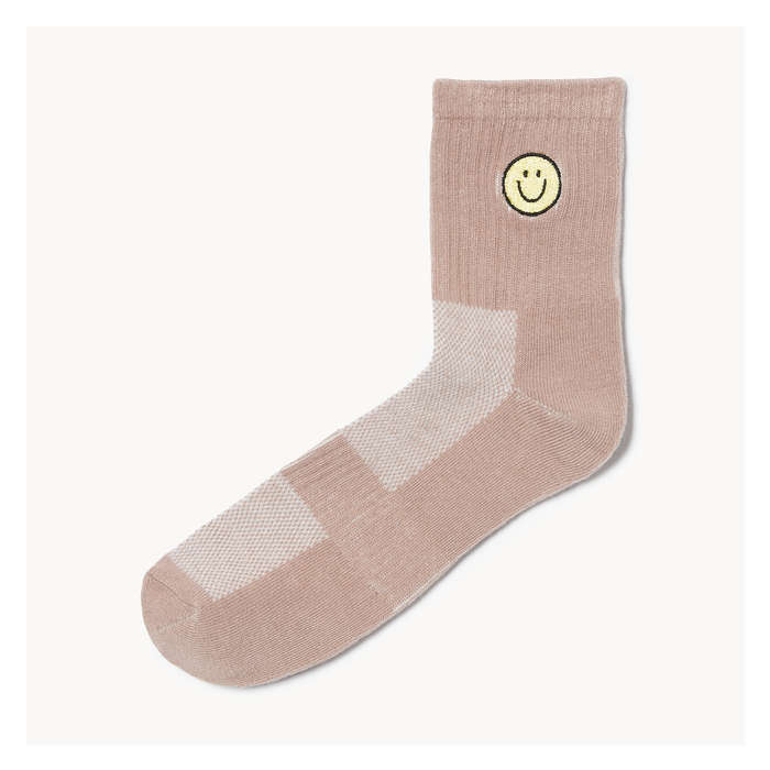 Women's Embroidered Mid-Crew Socks - Brown