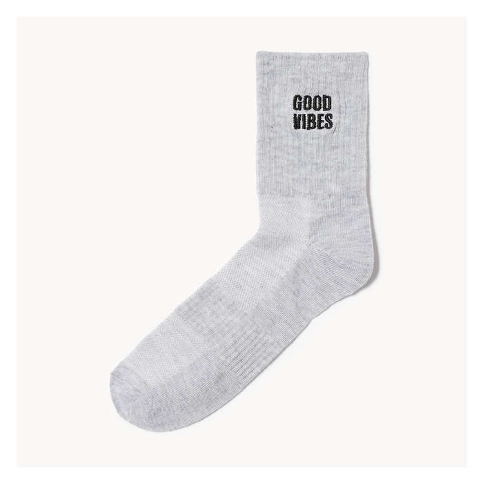 Women's Embroidered Mid-Crew Socks - Grey