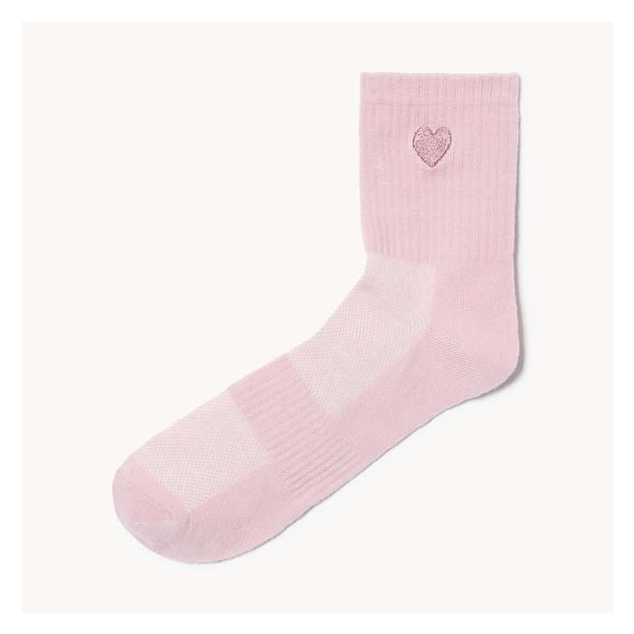 Women's Embroidered Mid-Crew Socks - Mauve