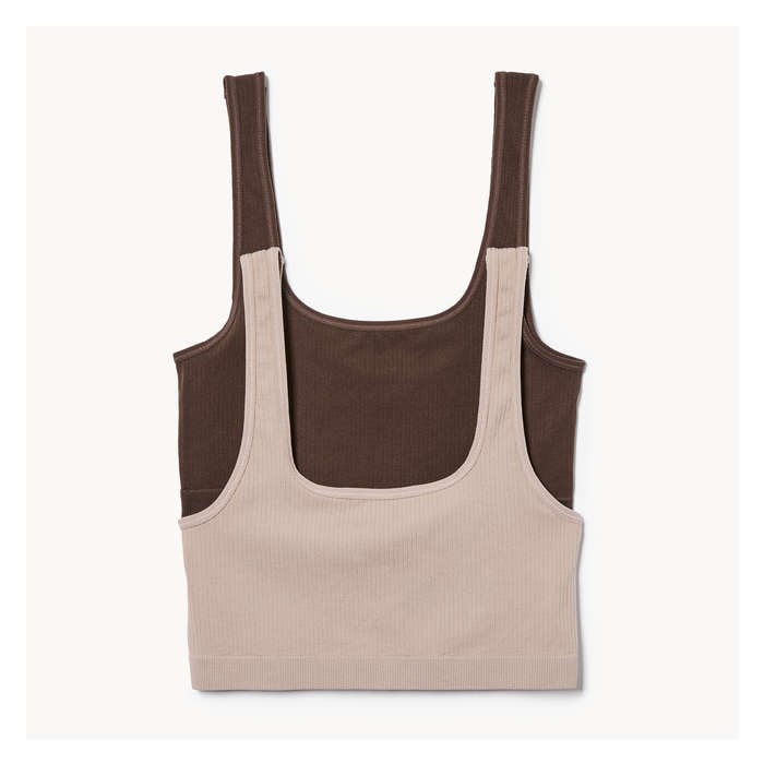 Women's 2 Pack Seamless Rib Bralette - Taupe