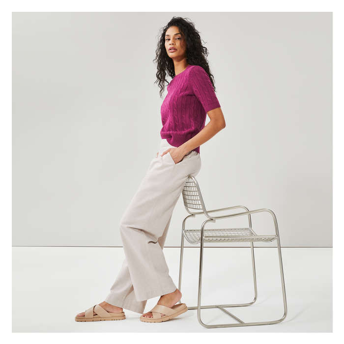 Women's Wide Leg Linen Blend Pant