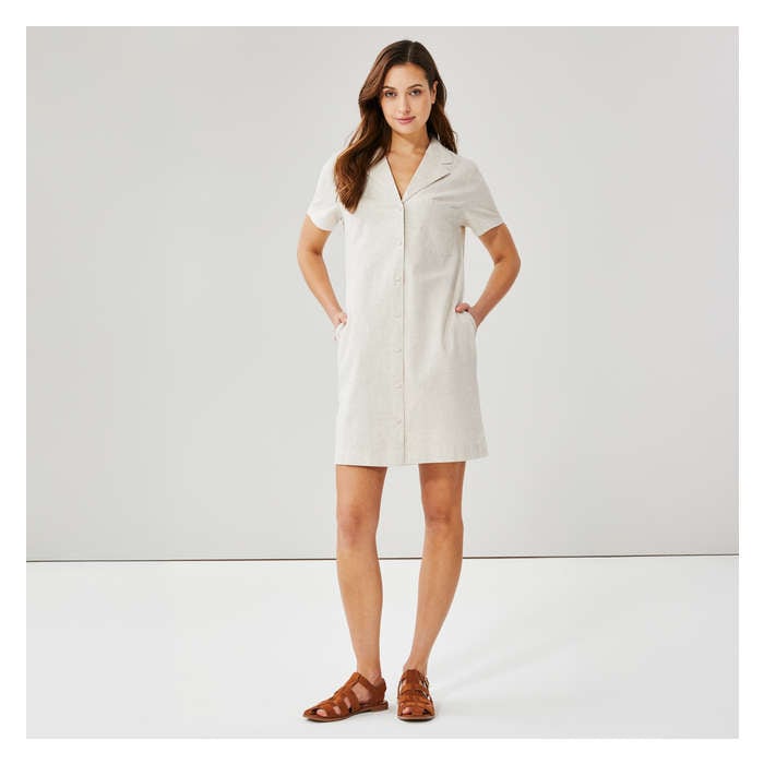 Aux Femmes Robe mini en lin mélangé - Tilleul