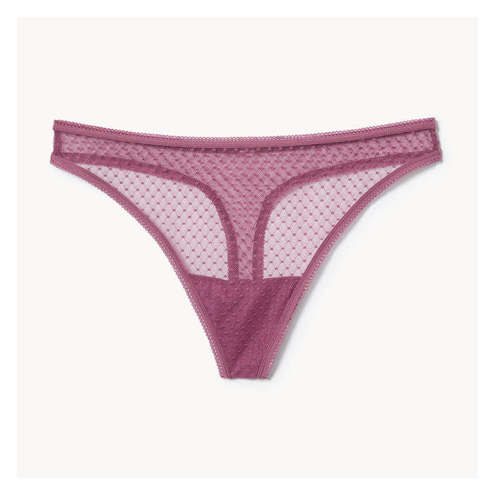 Women's Mesh Thong - Burgundy