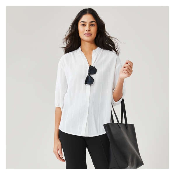Puff Sleeve Button-Up Shirt - Bright White