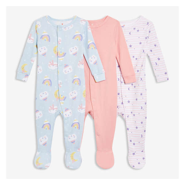 Baby Girls' 3 Pack Footed Sleeper - Pastel Blue