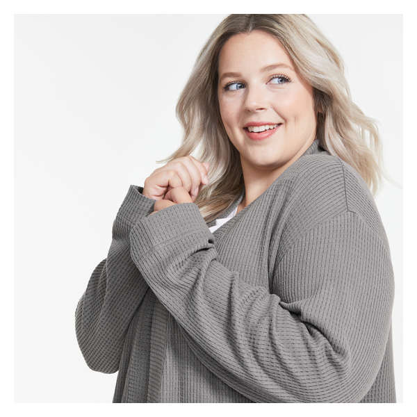 Women+ Waffle Knit Sleep Cardi - Grey