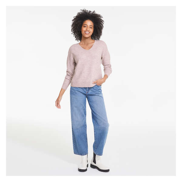 V-Neck Sweater - Pink