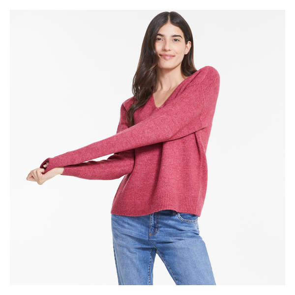 V-Neck Sweater - Red Mix