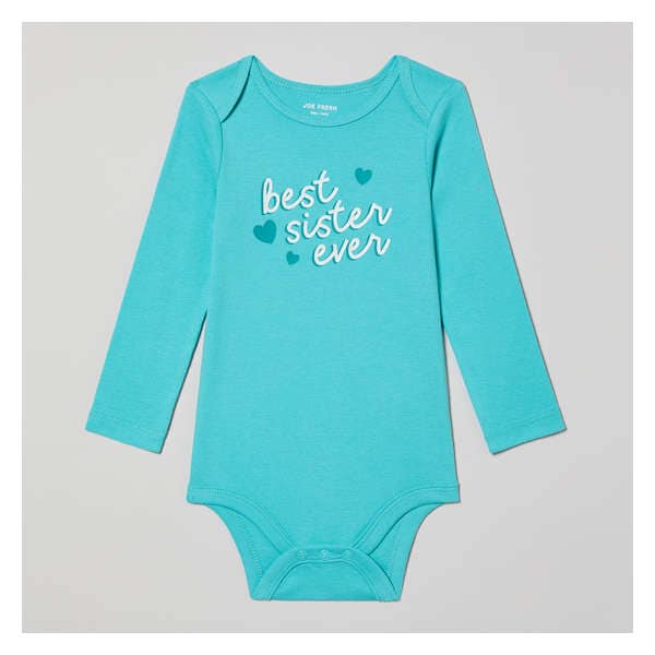 Baby Girls' Long Sleeve Cotton Bodysuit - Aqua