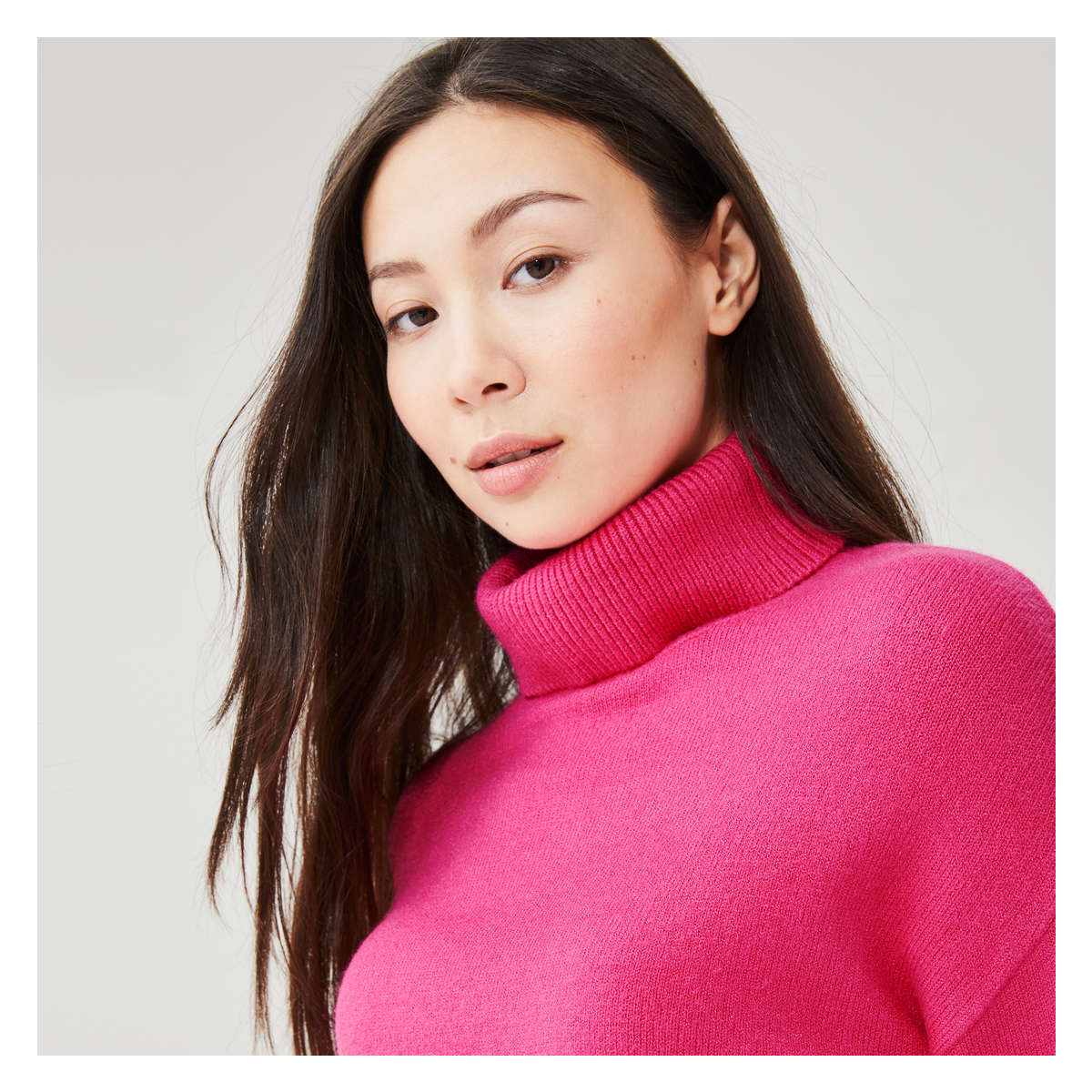 Pink turtleneck hot sale sweater