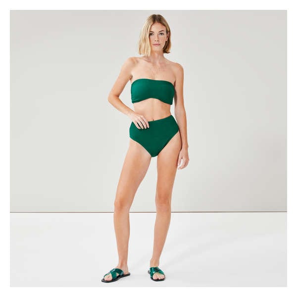 Culotte de bikini texturée - Vert Foncé
