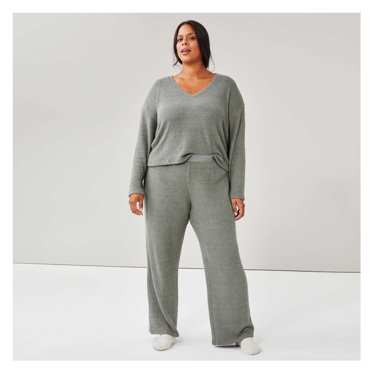 Women Chenille Pajama Pant in Grey from Joe Fresh