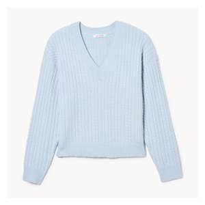 Cable Knit Pullover - Dusty Blue