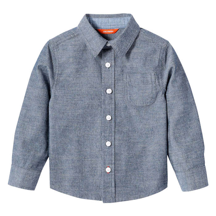 Toddler Boys’ Chambray Long Sleeve Shirt in Blue from Joe Fresh