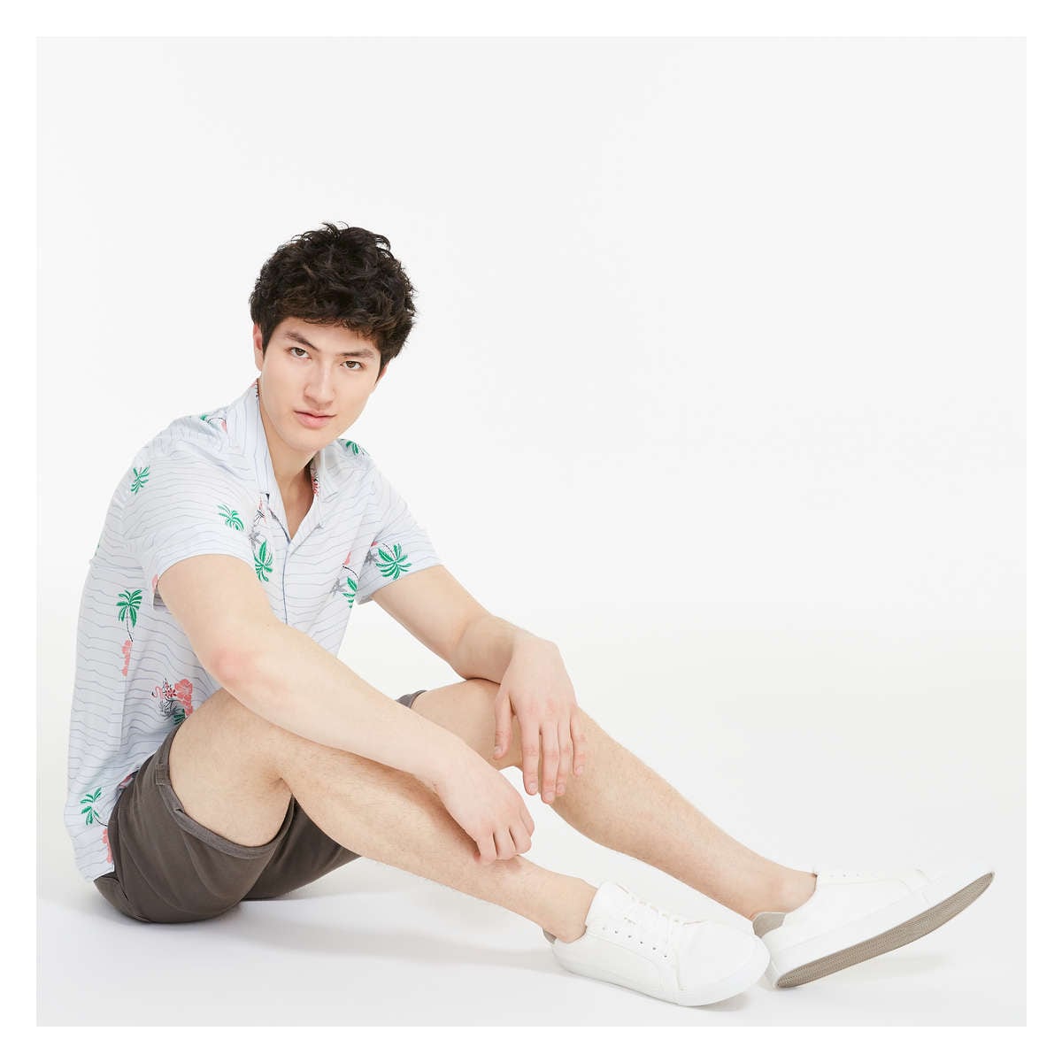 Slim-Fit Twill Short in Grey from Joe Fresh