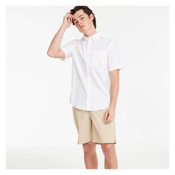 Men's Printed Short Sleeve Shirt - White
