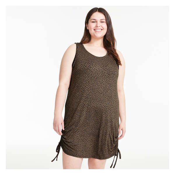 Women+ Printed Ruched Cover-Up - Brown