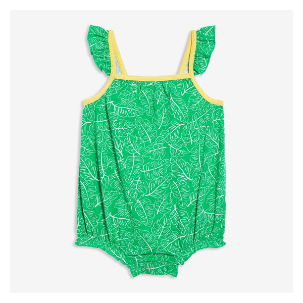 Baby Girls' Ruffle Strap Romper - Bright Green