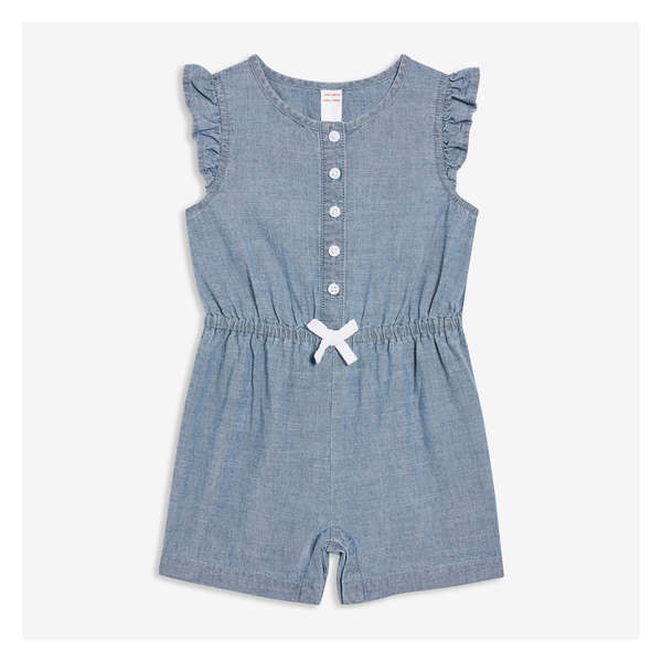 Baby Girls' Chambray Romper - Bright Blue