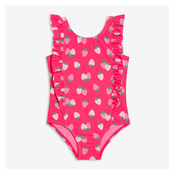 Toddler Girls' Ruffle Swimsuit - Dark Pink