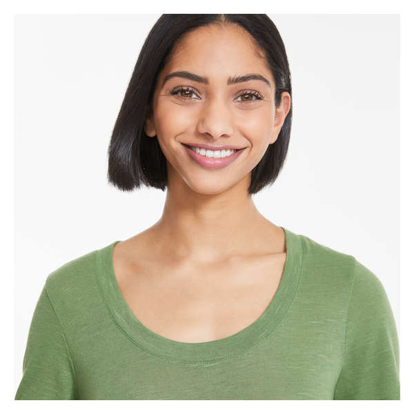 Linen-Blend Tee - Army Green