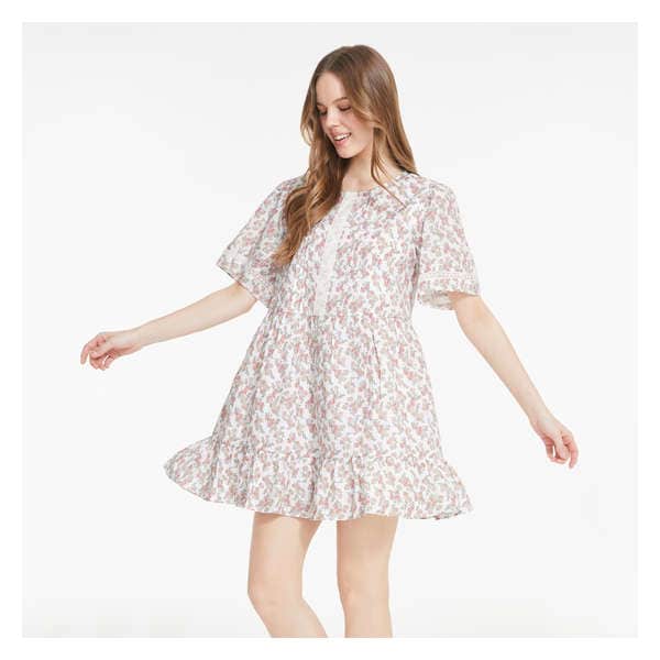 Blushing Flower Tiered Dress - Peach