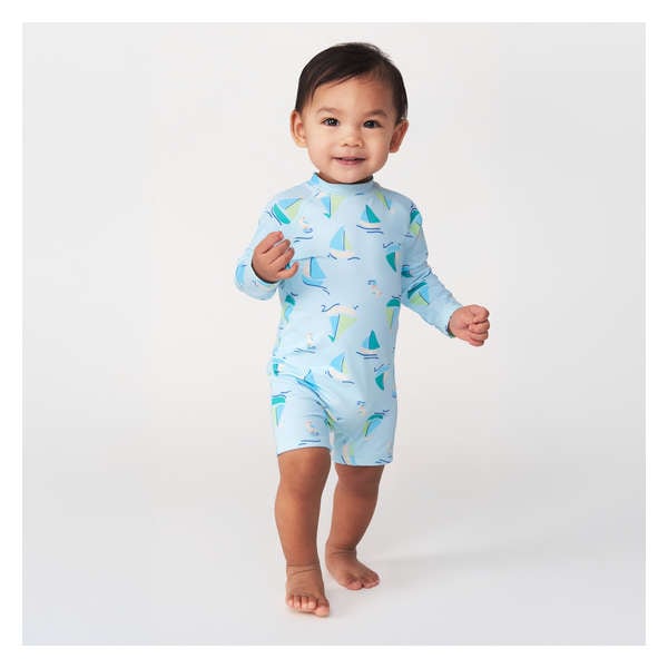 Baby Boys' Rash Guard Swimsuit - Pale Blue