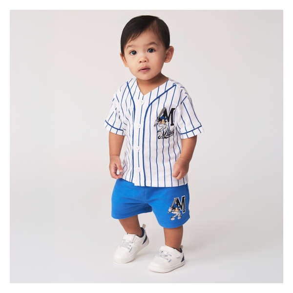 Disney Mickey Mouse Baseball Shirt & Short Set - Denim Blue