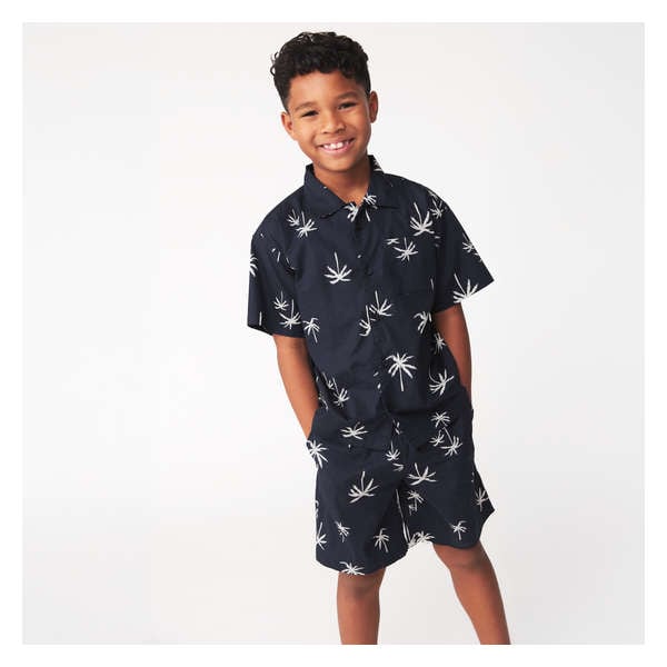 Kid Boys' Woven Button-Up Shirt - Dark Navy