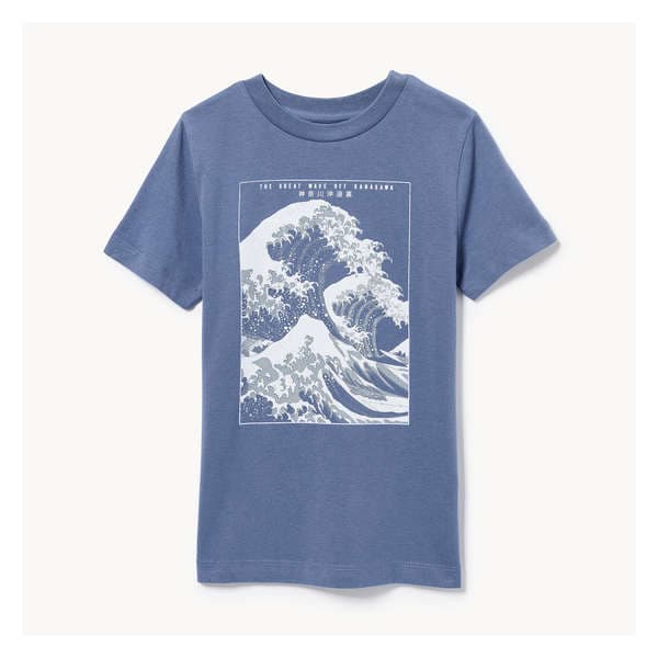 Kid Boys' Hokusai Graphic T-Shirt - Denim Blue