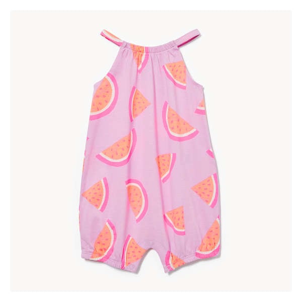 Baby Girls' Printed Romper - Light Mauve