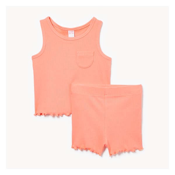 Baby Girls' Rib Tank & Short Set - Coral
