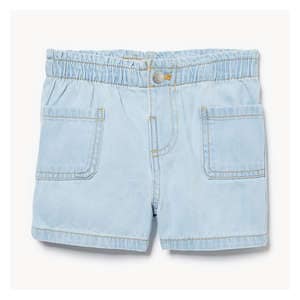 Baby Girls' Denim Paperbag Shorts - Powder Blue