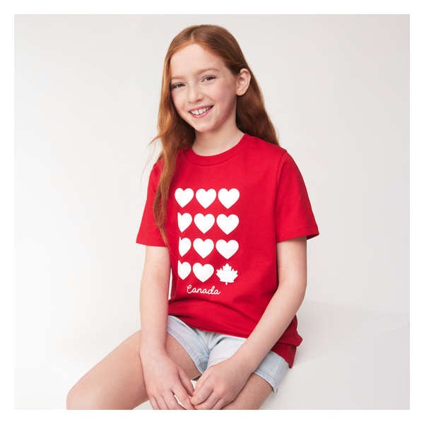 Kid Girls' Canada Graphic T-Shirt - Red