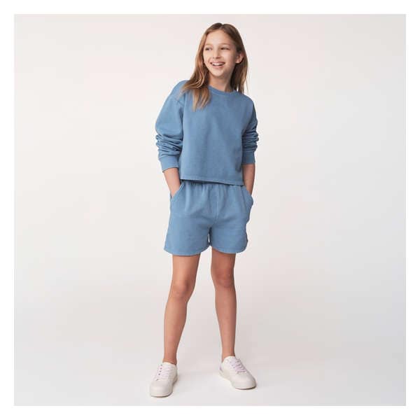 Kid Girls' Sweatshirt & Short Set - Dusty Blue