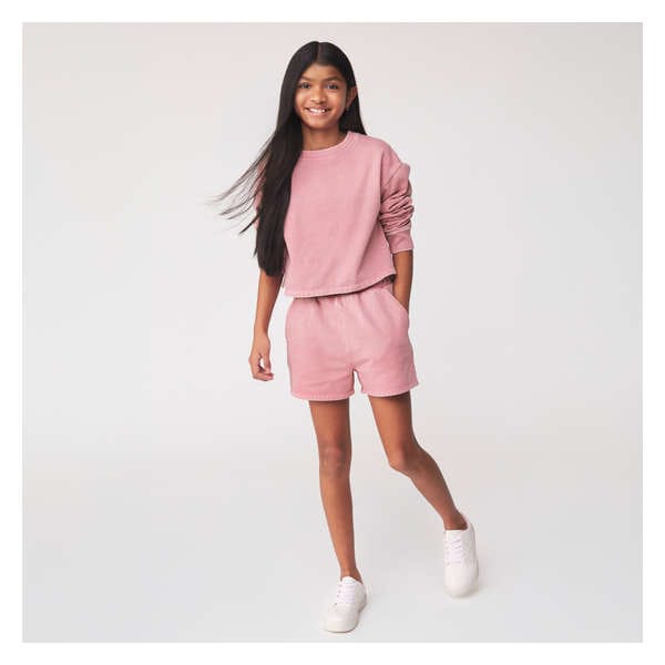Kid Girls' Sweatshirt & Short Set - Light Mauve