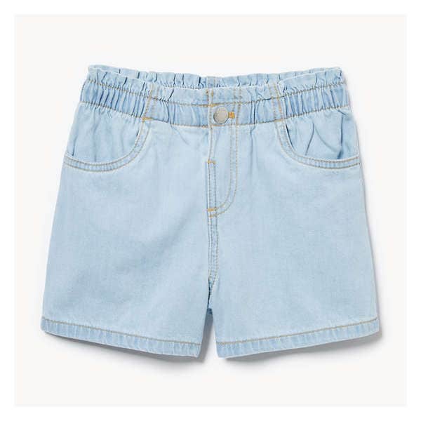 Kid Girls' Denim Paper bag Short - Powder Blue