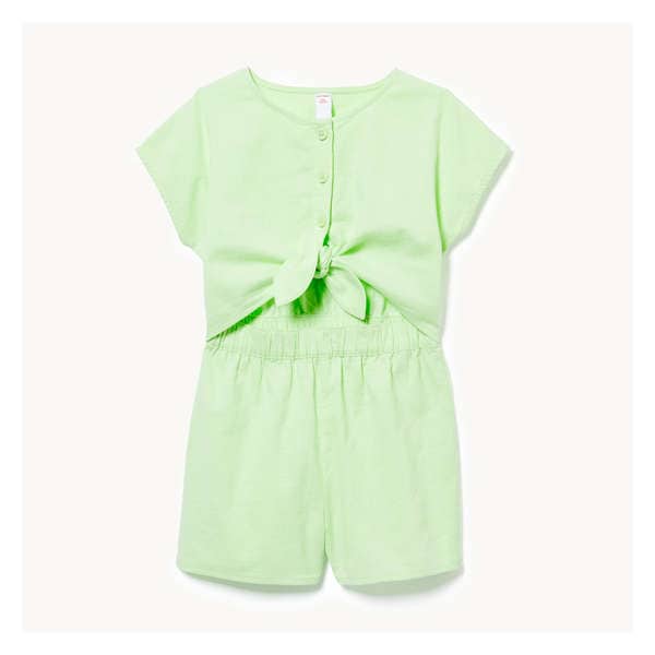 Kid Girls' Tie-Front Romper - Pale Green