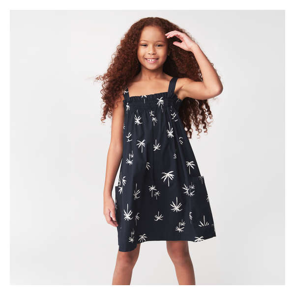 Kid Girls' Woven Smock Dress - Dark Navy