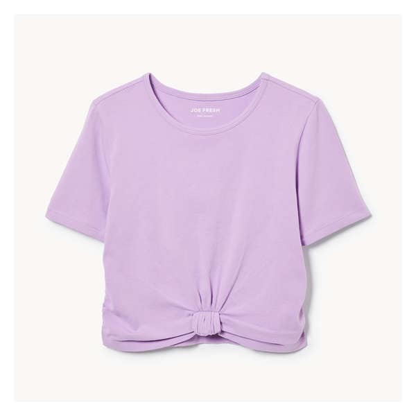 Kid Girls' Knotted T-Shirt - Dark Lavender