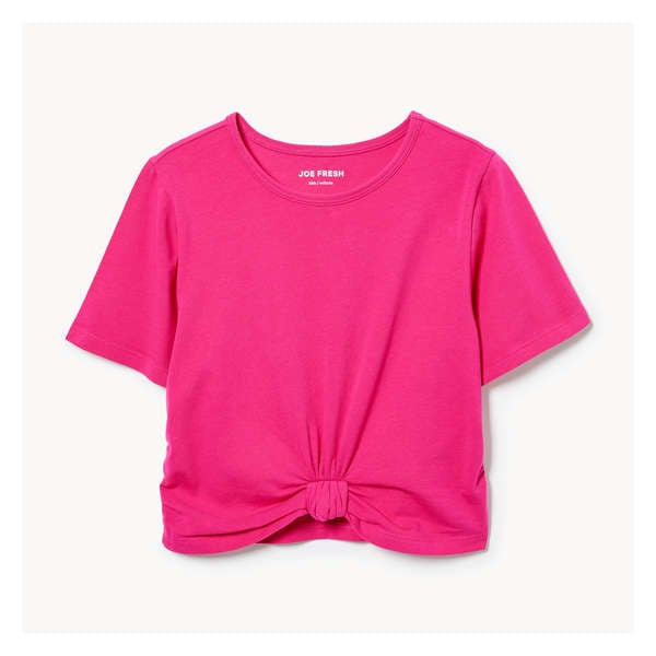 Kid Girls' Knotted T-Shirt - Magenta