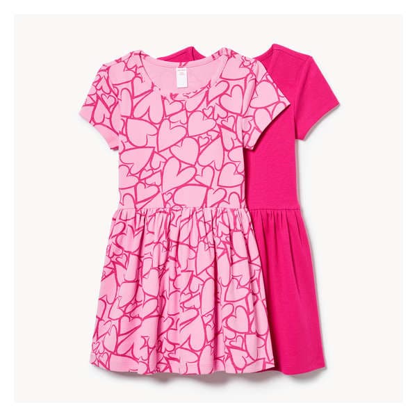 Kid Girls' 2-Pack Rib Dress - Bright Pink